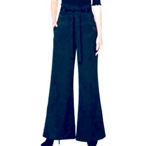 LAUNDRY BY SHELLI SEGAL navy brocade paperbag pants with belt size 4